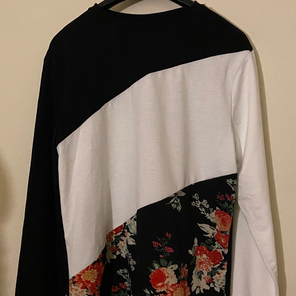 Unisex floral & color block long sleeve shirt